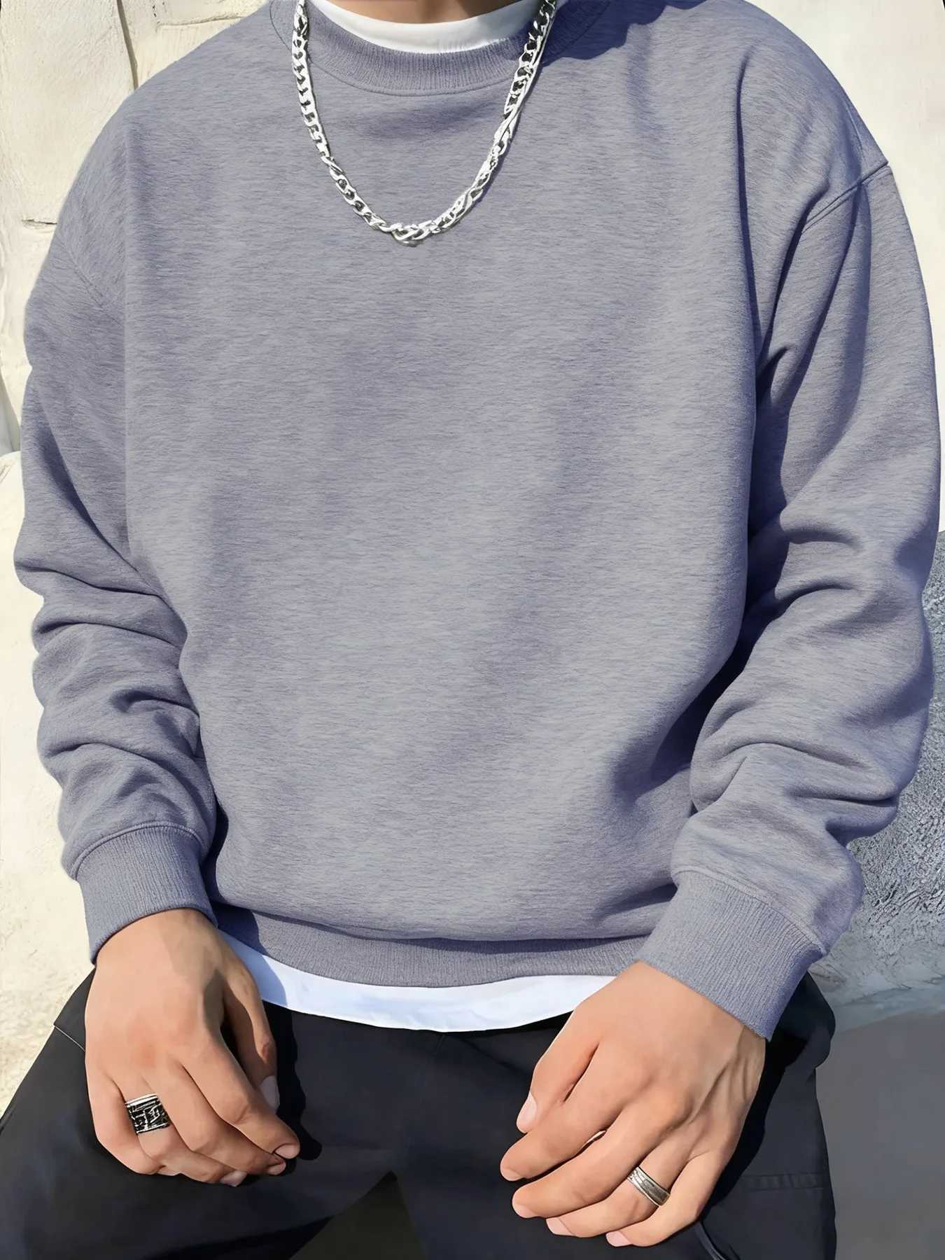 ManS Fleece Autumn Sweatshirts Street All-Match Pullovers Comfortable Basics Tops Sport Casual Sportswears Daily Soft Clothing M260312