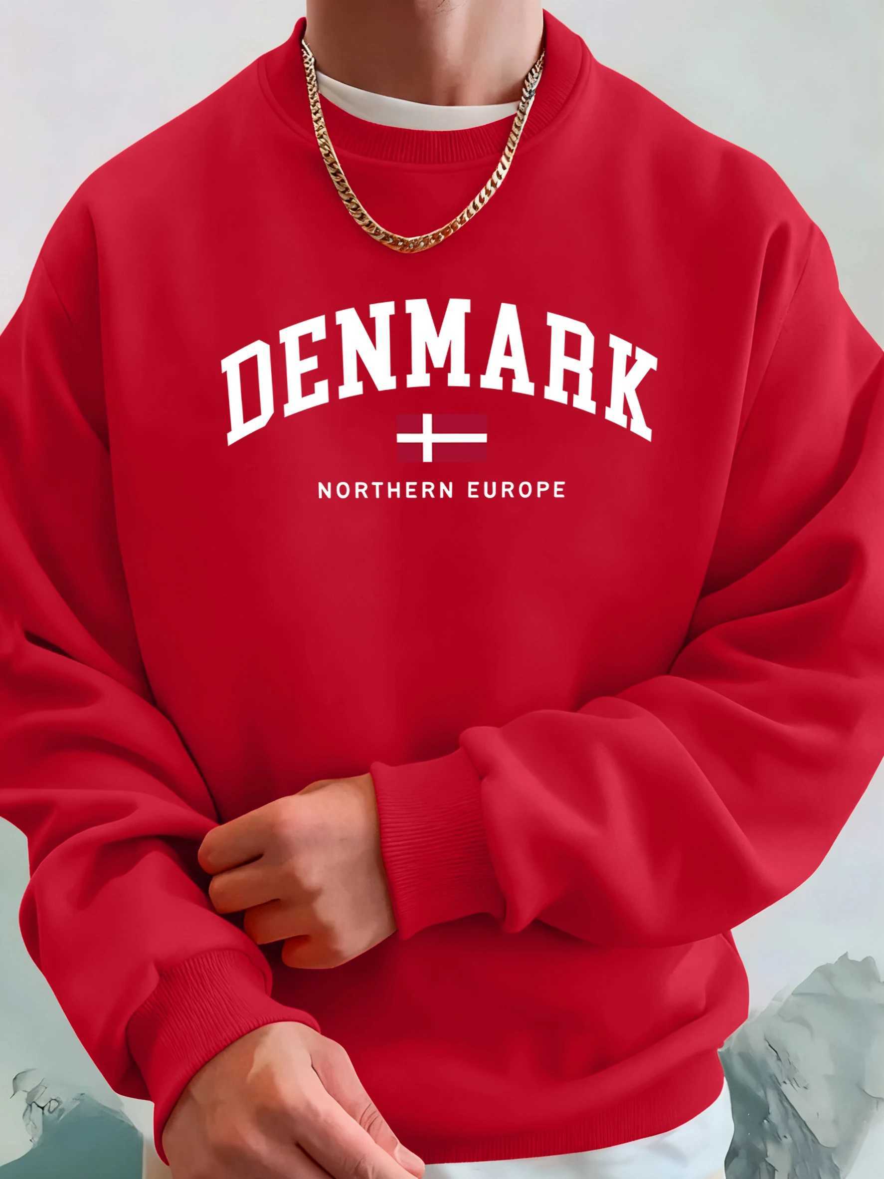 Denmark Northern Europe Flag Print Tops Men Soft Fashion Hoodie Sport Fleece Streetwear Basic Casual Sweatshirt AutumnPullover M260312