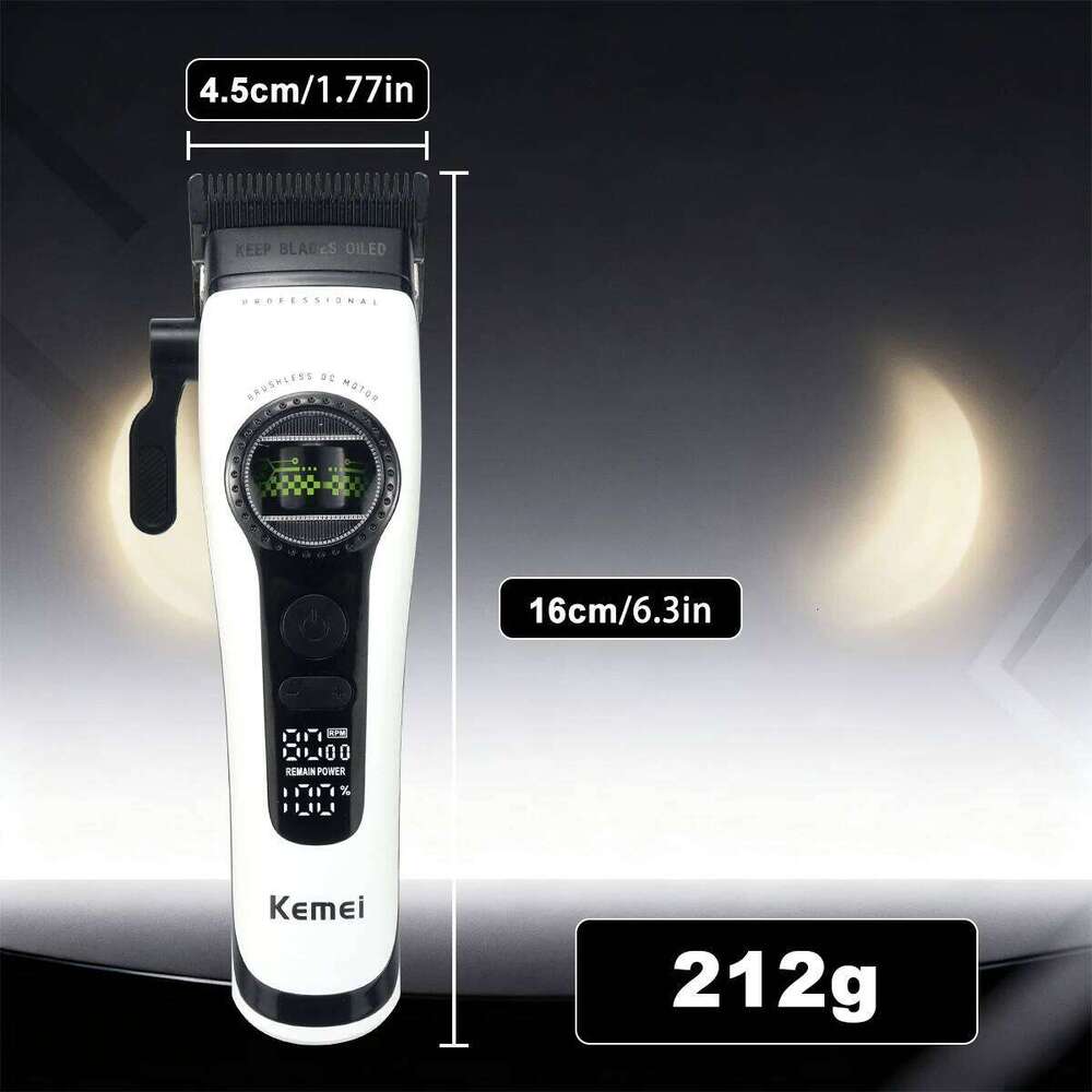KEMEI KM-1593 Men's Clipper External Rotor Brushless Motor DLC 8000RPM Base Charger Professional Hair Cutting Machine C260312
