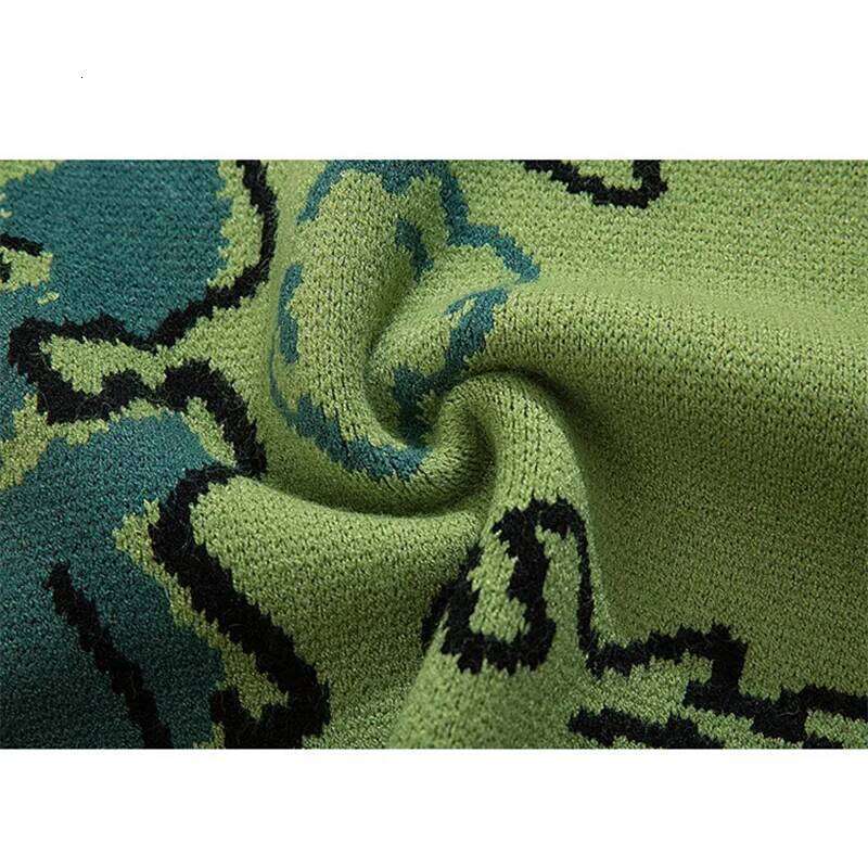 FGKKS Sweater Men Harajuku Fashion Knitted Hip Hop Dinosaur Cartoon Pullover O-Neck Oversize Casual Couple Male Sweaters