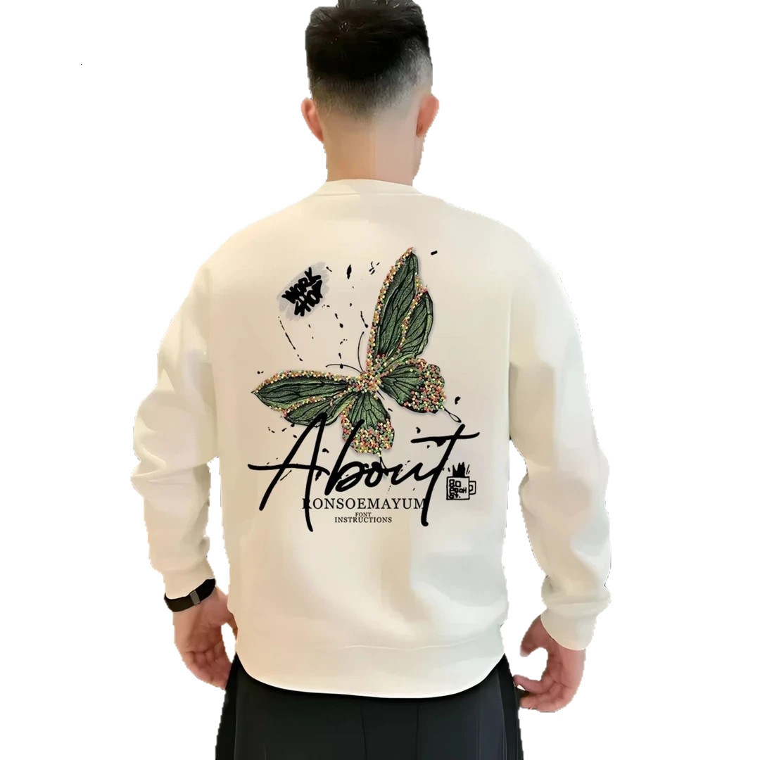Men's Fll/winter Trendy Swetshirt New Populr Loose Fshion Designer Hoodie Verstile Crtoon Print Round Neck Long Sleeve Top