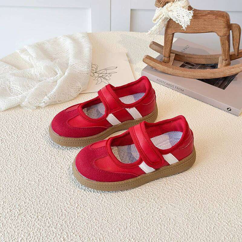 Children's Casual Sneakers Ages 3-18 Red Boys' and Girls' All-Season White Soft-Sole Anti-Slip Training Shoes for Kids H260312