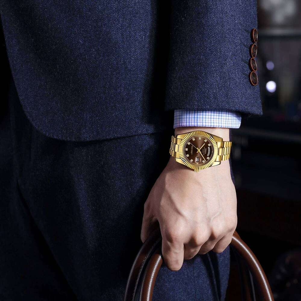 NIBOSI Watches Top Brand Luxury Diamond Classic Men Auto Week Date Waterproof Stainless Steel Watch Relogio Masculino