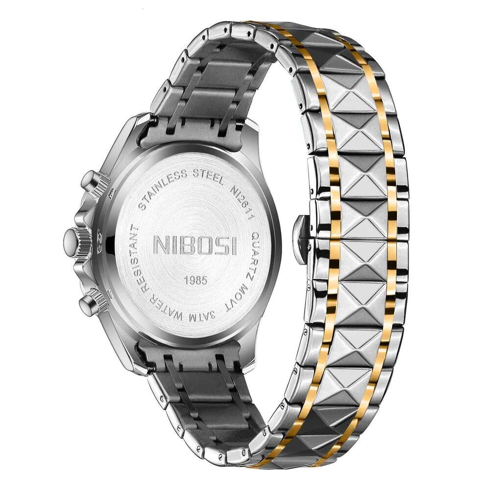 NIBOSI Luxury Man Wristwatch Chronograph Waterproof Luminous Men Watch Stainless Steel High Quality Sport Men's Quartz Watches