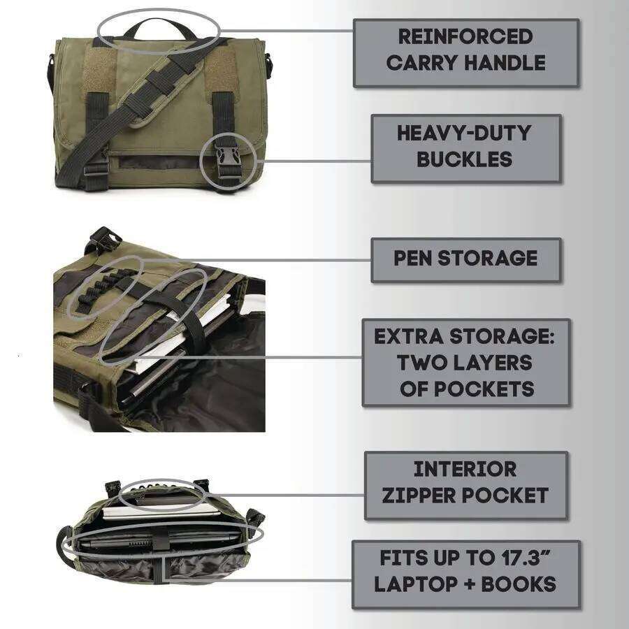Premium Messenger with Laptop Compartment Canvas Bag Fits up to 17 Laptops