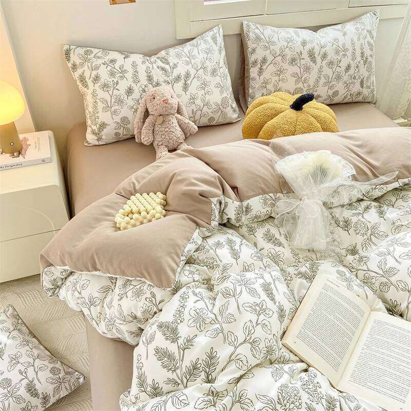 A-Class Maternal and Infant Super Soft Wrinkle Yarn Water Washed Four piece Bubble Cotton Quilt Set Bed Sheet H260312
