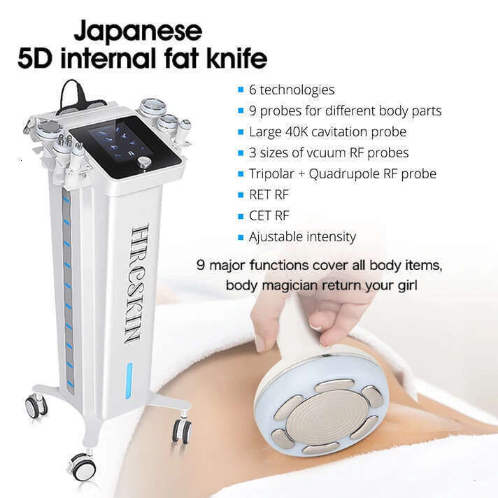 Non-Invasive 5D Internal Fat Knife 9 In 1 For Lipolytic Fat Excrescence Removal Slimming RF Vacuum Skin Firming Lymph Detox RET CET Contouring Salon