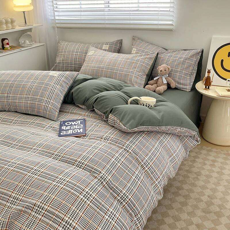 For Nordic Plaid Pattern Wash Cotton Bedding Duvet Pillowcase Sheet Comforter Cover Bed Linens Set Queen King H260312 - view 5