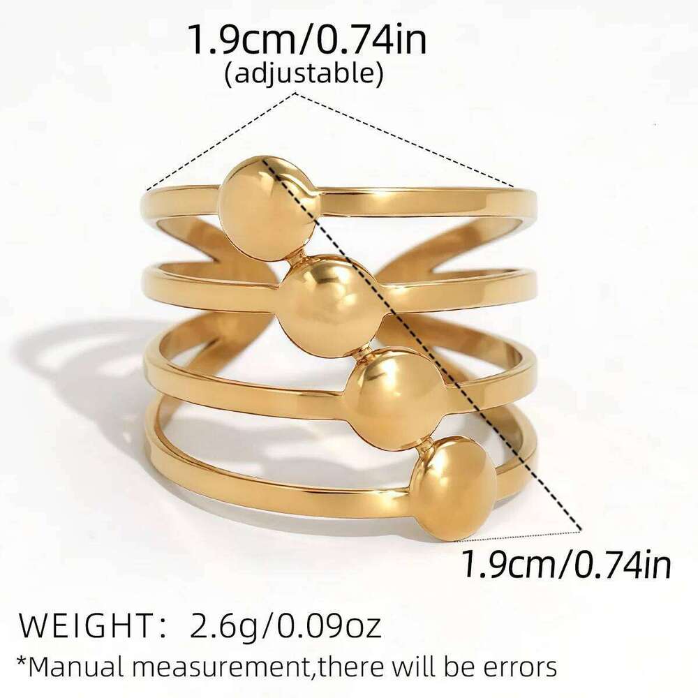 Fashion Geometry Design Stainless Steel Rings 18K Gold Plated Waterproof Quality Ladies Jewelry For Daily Wear Vacation Seaside H260312