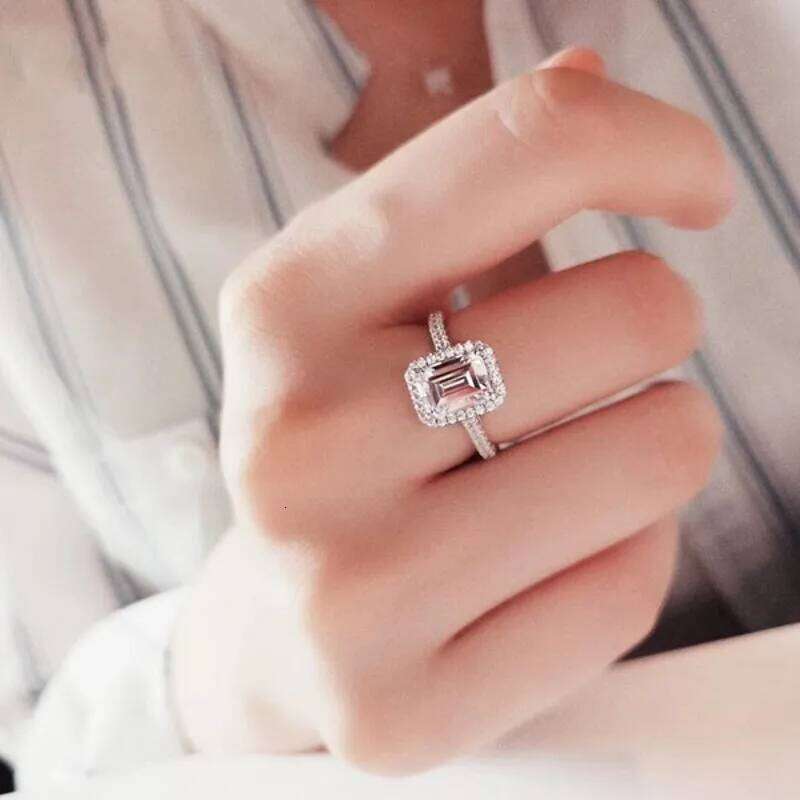 Emerald cut 2ct Lab Diamond cz Ring 925 Sterling Silver Promise Engagement Wedding Band Rings for women Gemstones Party Jewelry H260312