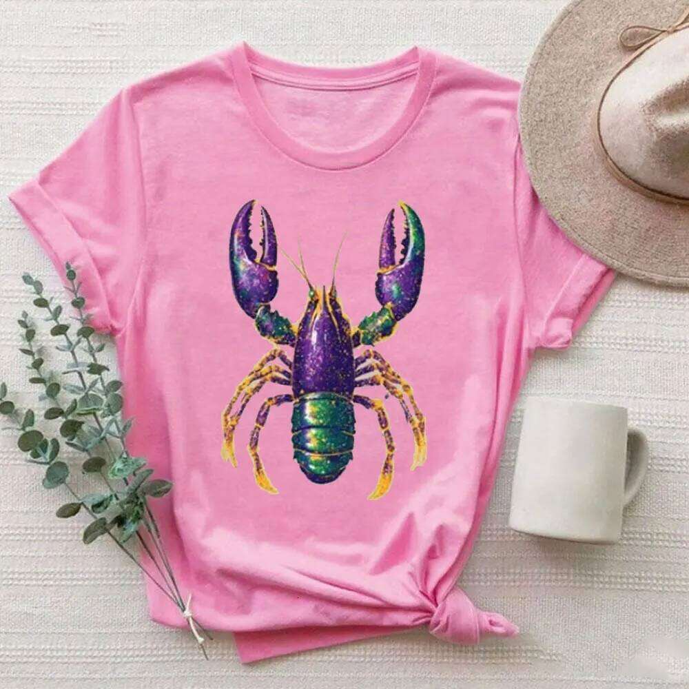 Crawfish Shirt Mardi Gras Sweatshirt Aesthetic High Quality Cotton Tops Y2k Top Women Clothes Z260312