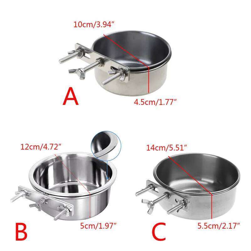 Pet Can Hang Stationary Cage Stainless Steel Dog Cats Hanging Bowls Durable Puppy Kitten Feeder Water Food Bowl 26Y0312