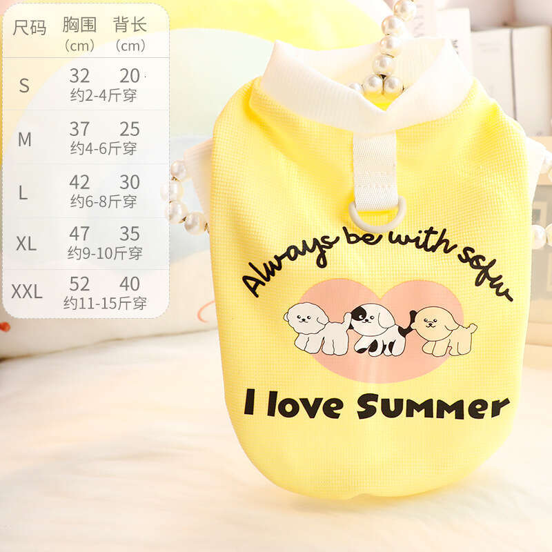 Clothes Spring Summer Thin Cat Leash Puppy Printed T-Shirt Vest Small Dog Teddy Pet 6738
