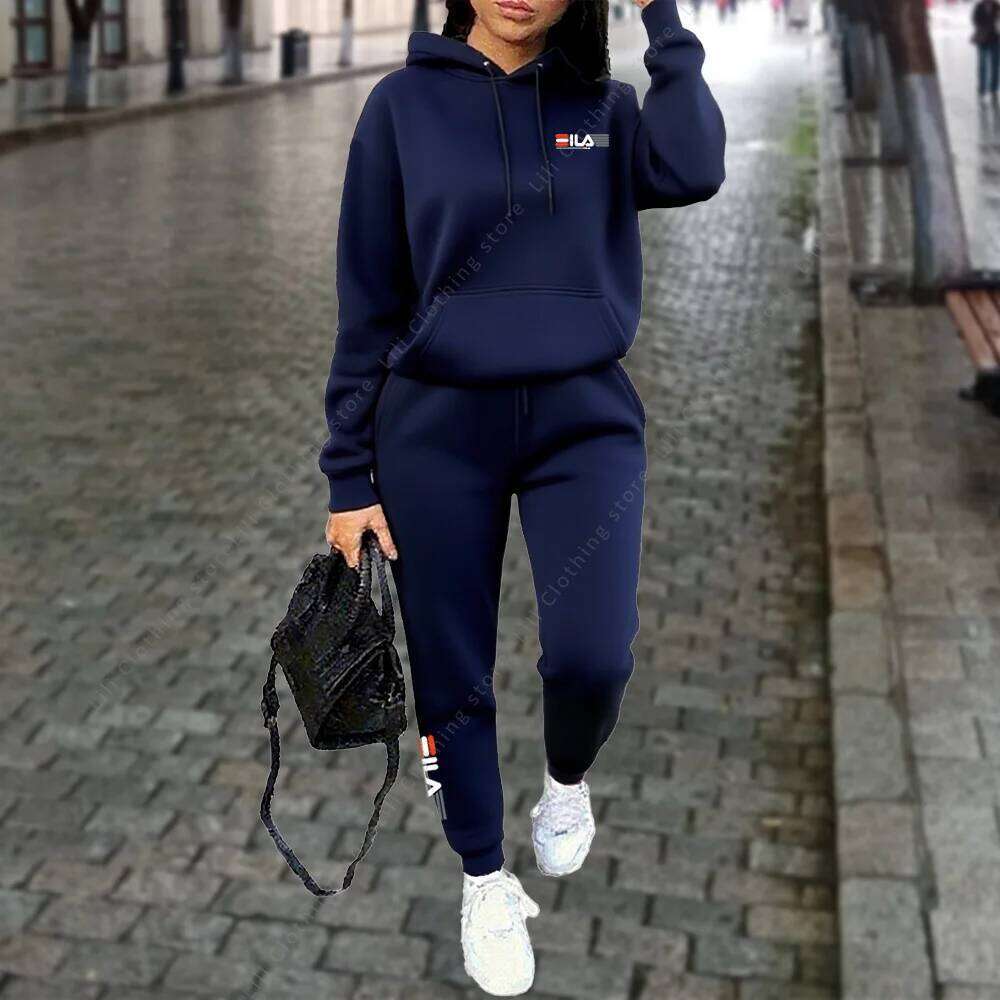 Women's Tracksuit Hoodies Trousers 2PCS Suit Winter Sports Jogging Outfits Fashion Street Designer Clothes for Women Pants Set C260312