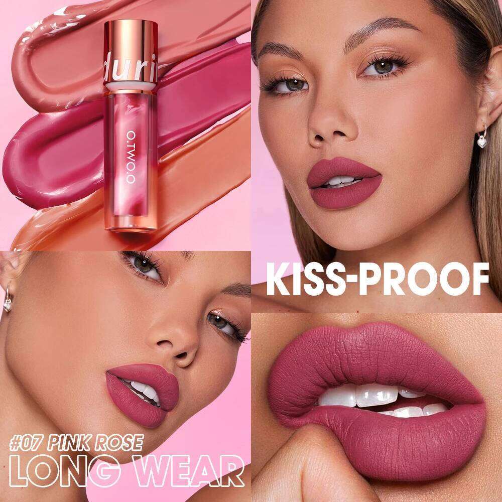 Wholesale O.TWO.O Newest Lipstick Waterproof Makeup gloss Rose Rouge Silk Liptint Matte Sexy Red Lip Stain Liquid Lipgloss W260311