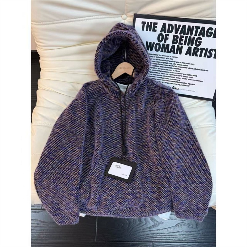 Retro Men's Autumn Winter New Designer Hoodie Plush Loose Versatile Personality Casual Fashion Trendy Hooded Sweatshirt