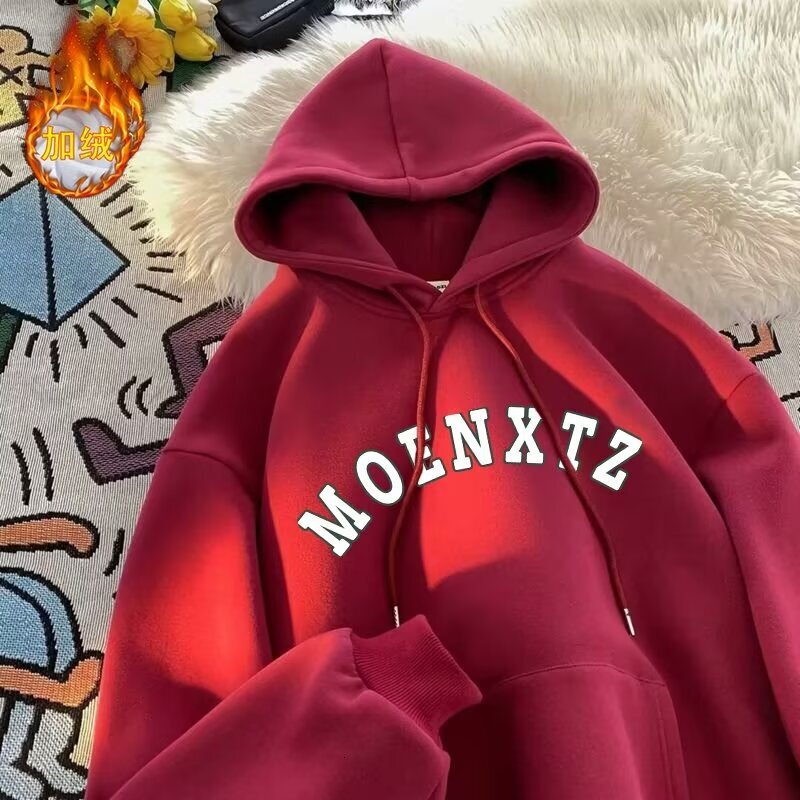 New Fleece-lined Sweatshirt For Men Thickened Hoodie Autumn And Winter Trendy Loose Designer Hoodie Youth Pullover Hooded Jacket