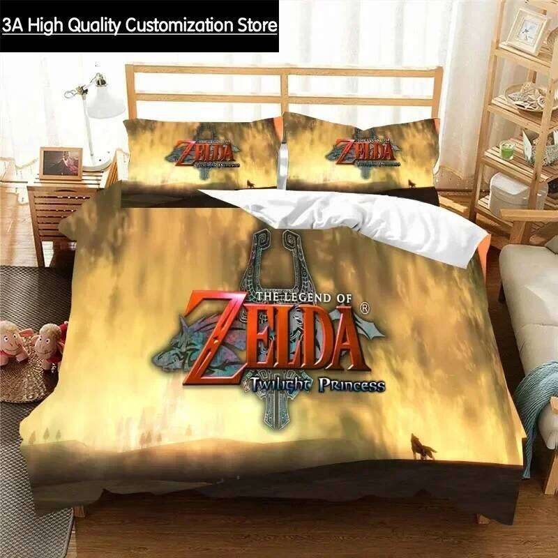 Z-Zelda Pattern Quilt Pillowcase Two or Three Piece Multi Size Comforter Set Duvet Cover Bedding Sets