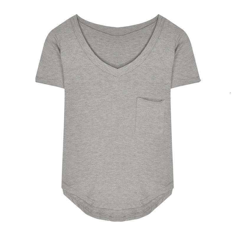 T-Shirt for Women 2025 Summer New V-Neck Design Sense Inner Layer Base Shirt Irregular Hot Girl Pure Desire Style Short Sleeve Top