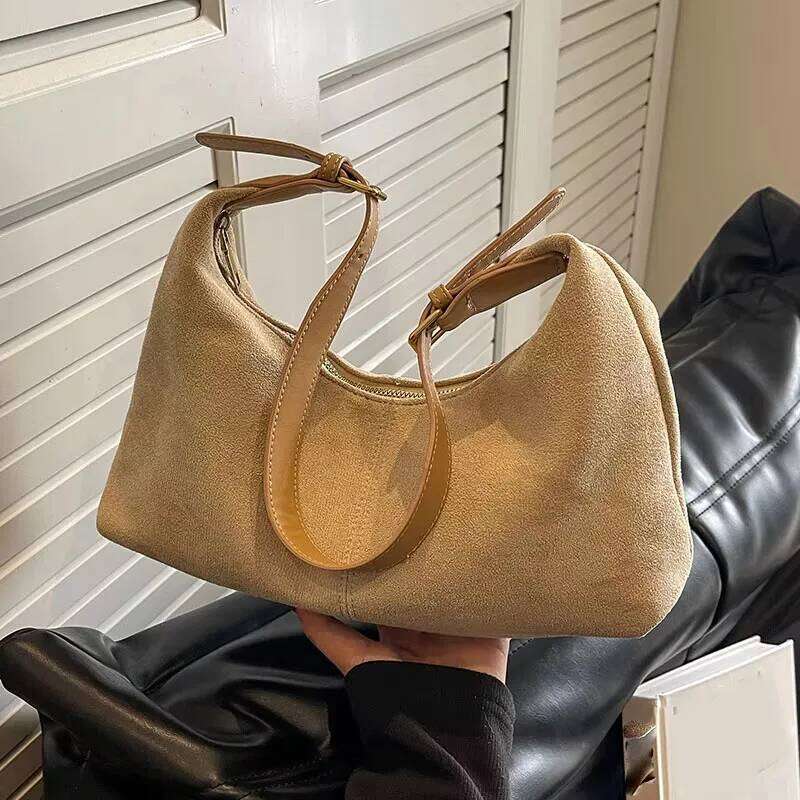 Velvet Handbag Purse For Women Suede Shoulder Causal Crossbody Bags Female Luxury Clutch Ladies Crescent Hobo Bag Xiu Lai Si