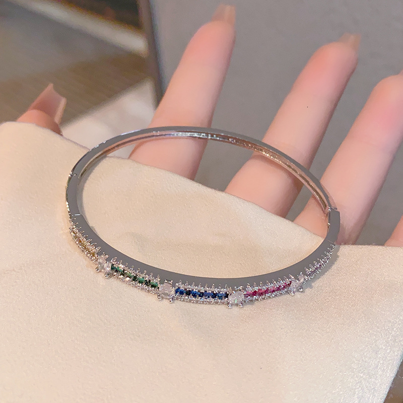Bracelet Celebrity Style Light Luxury Colorful Gem Bracelet Heavy Craft Electroplated Zirconia Bracelet Multicolored Tourmaline Clasp Bracelet