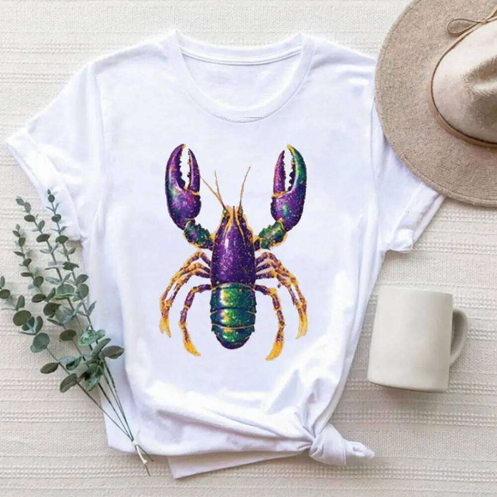 Crawfish Shirt Mardi Gras Sweatshirt Aesthetic High Quality Cotton Tops Y2k Top Women Clothes Z260312