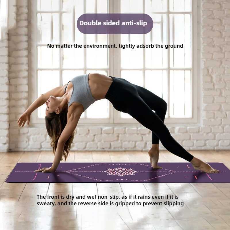 Lezyan Newest Non-slip PU Natural Rubber Yoga Mat Thick Sweat Absorption Grip Exercise Shock Absorption Workout Fitness Gym M260312