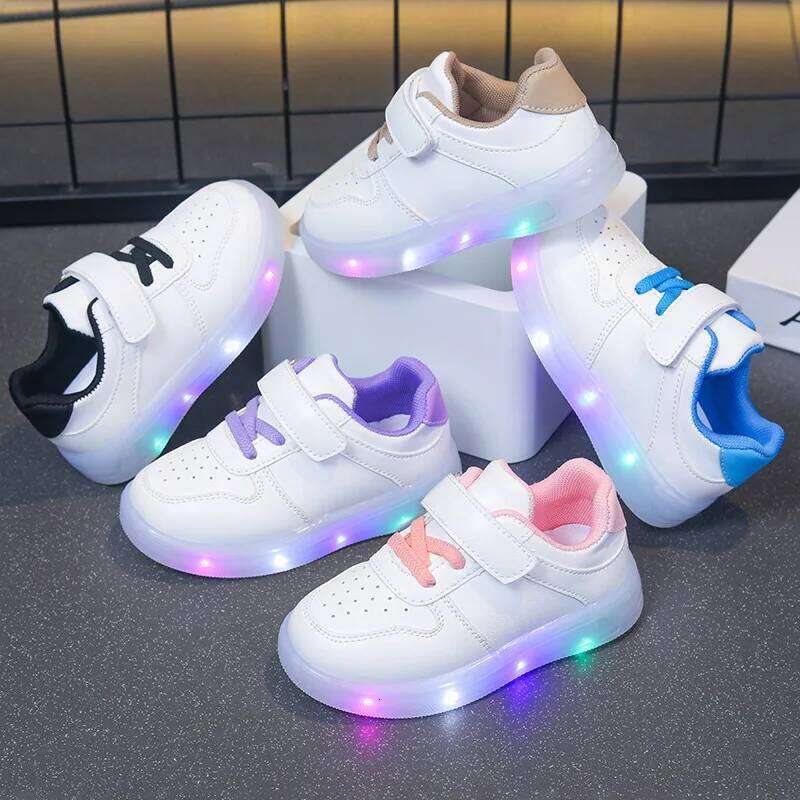 Fashion Girls' Sneakers 2025 Spring New Kids Luminous Breath Boys Shoes Anti Slip Girls Casual Shoe Zapatos H260312