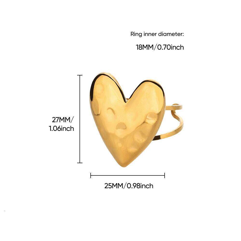 Sweet Heart Open Rings For Women 2025 Trend Gold Color Stainless Steel Ring Wedding Fashion Brand Jewelry Accessories Gift H260312