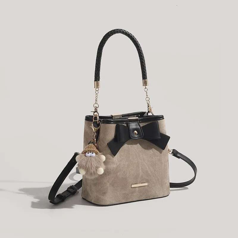 CHARHP&KEJNT 2026 New Niche Bowknot High-end Retro Artistic Bucket Versatile Shoulder Crossbody Bag
