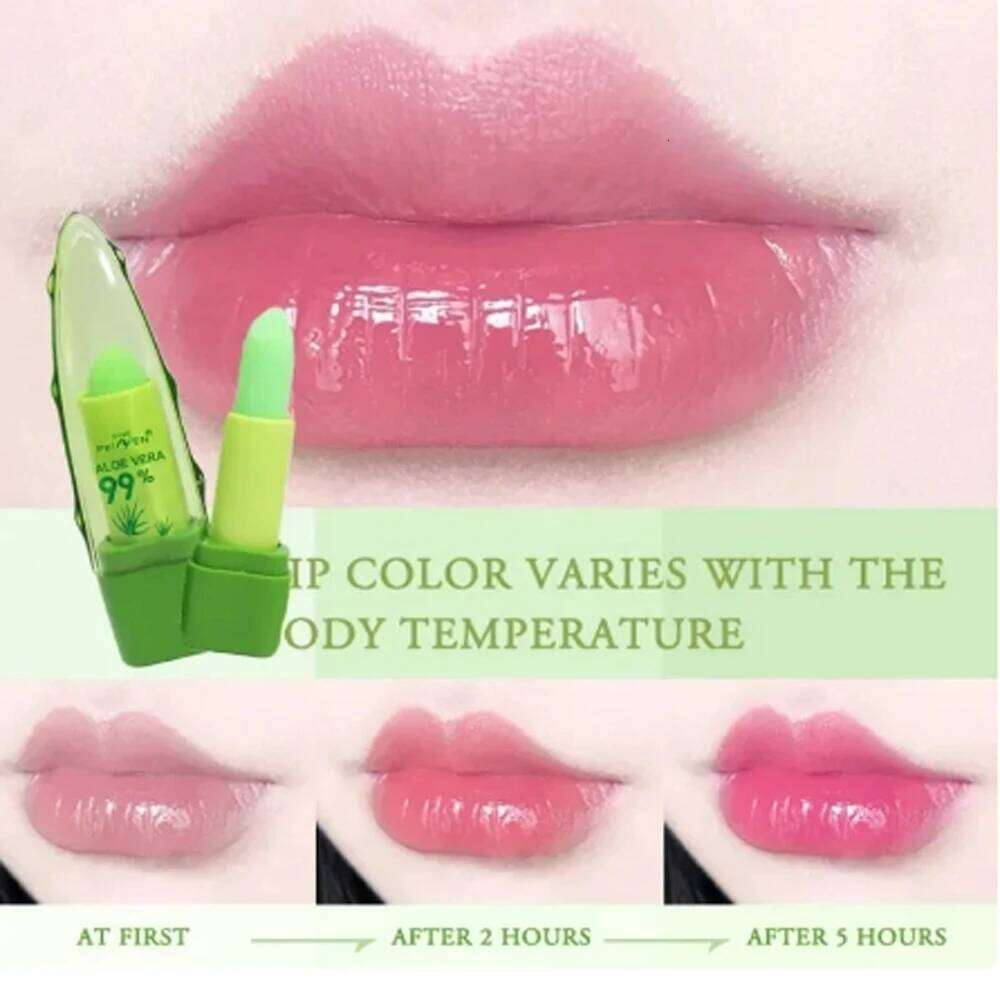 1Pcs Moisture Lip Balm Long-Lasting Natural Aloe Vera Color Mood Changing Long Lasting Moisturizing Lipstick Anti Aging W260311