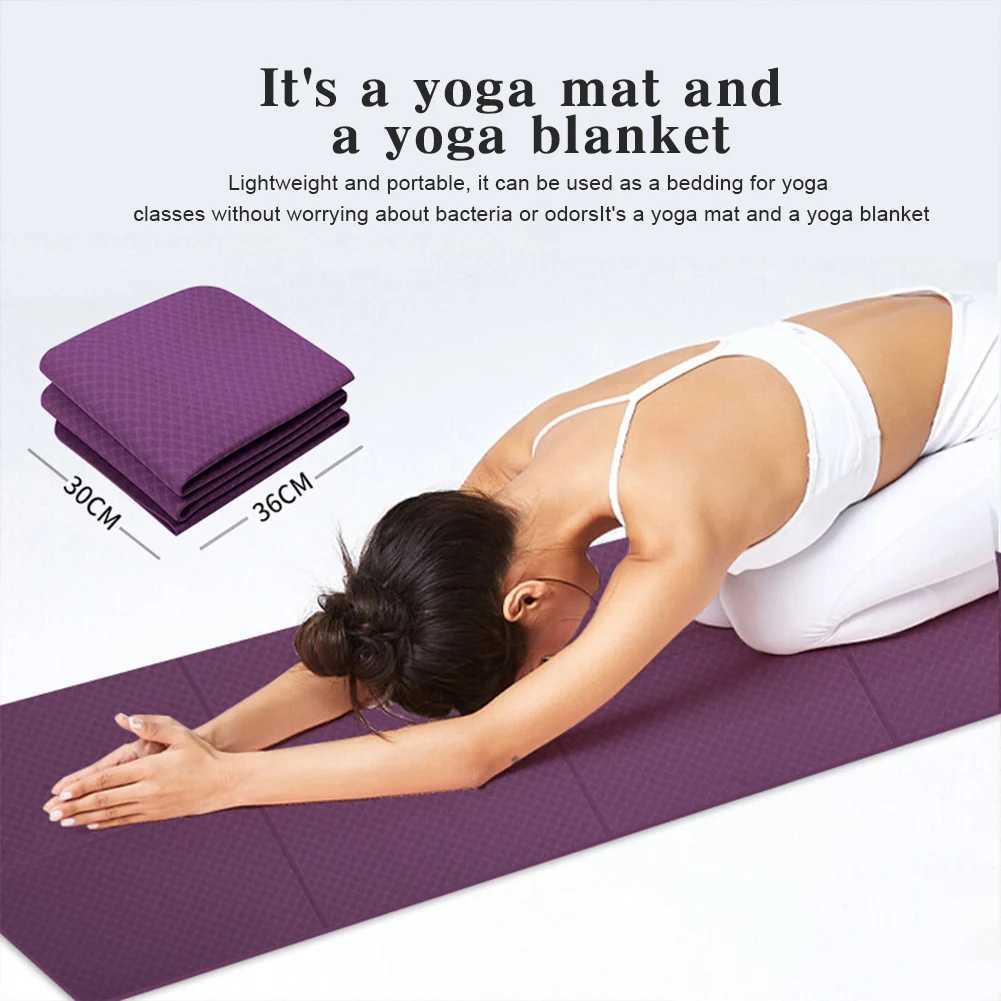 Foldable Yoga Mat Folding Fitness Exercise Mat Double Sided Travel Yoga Mat Non-slip for Yoga Pilates Floor Workouts M260312