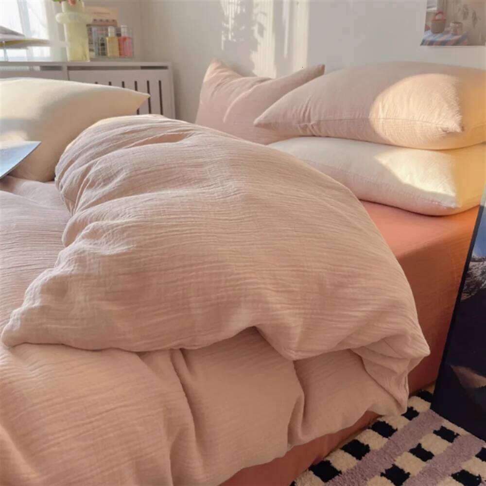 Ins Four of Washed Cotton Striped Duvet Cover Set, Simple Bed Sheets, and a Three Piece Set for Student Dormitories H260312