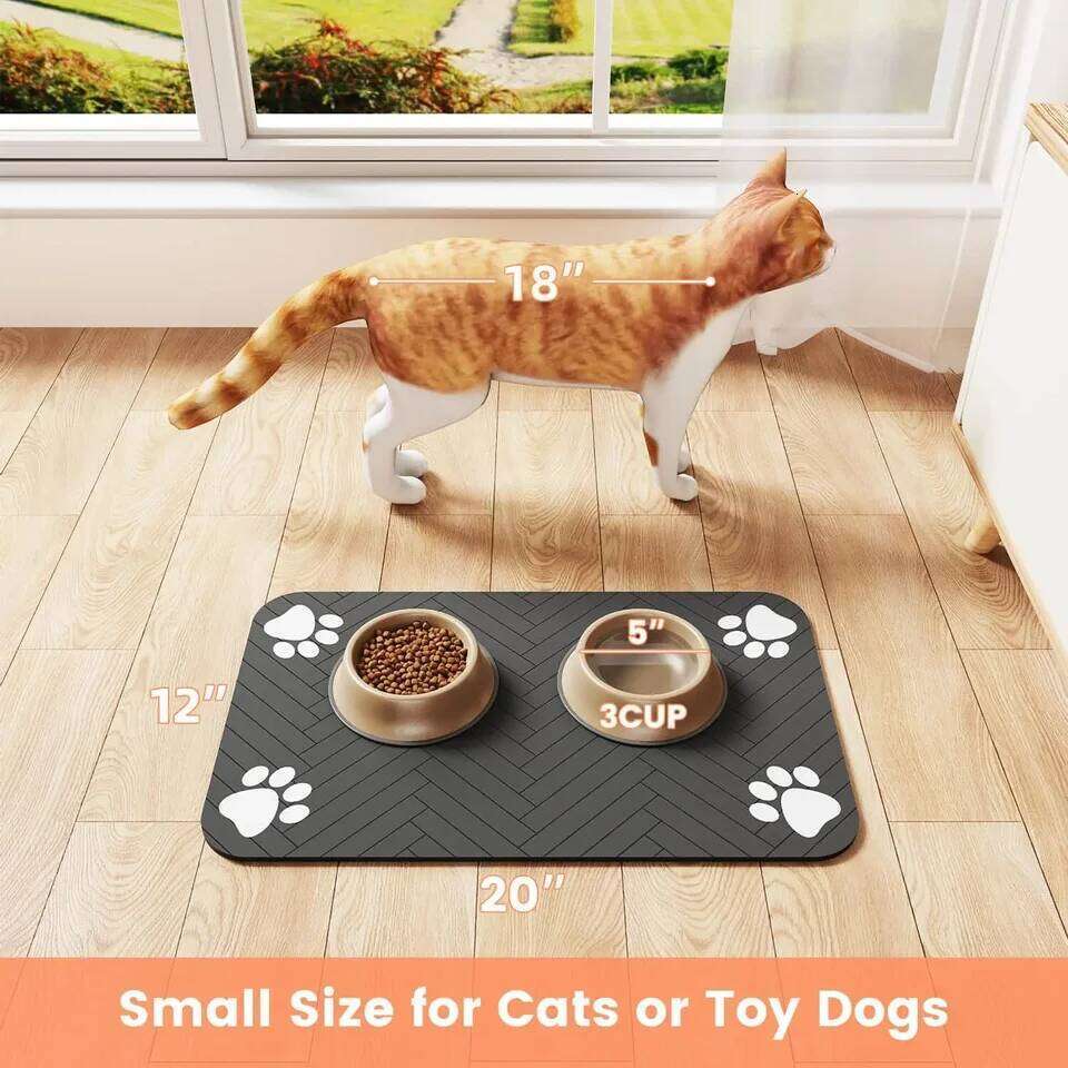 Slittle kitten ML bsorbent Pet Feeding Mat, Waterproof Placemat for Dog Cat Food & Water Bowls, Quick-Dry Rubber Backing 26Y0312
