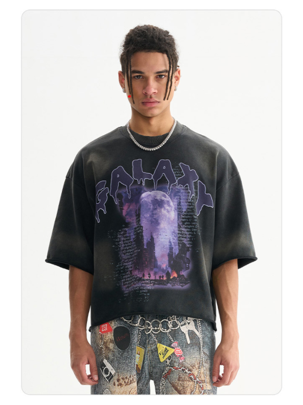 mens shortsleeve y2k long printed graphic tshirt hiphop punk