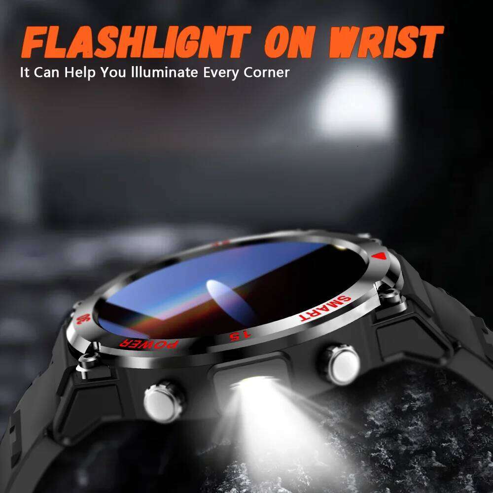 LAXASFIT Bluetooth Call Smart Watch Full Touch Screen Health Monitor Clock With Flashlight Men SmartWatch For IOS Android