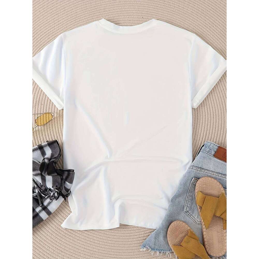 Valentine's Day Women's Short Sleeve T-shirt XOXO Love Hearts Graphic Print Crew Neck Casual Daily Top For Summer & Spring Z260312
