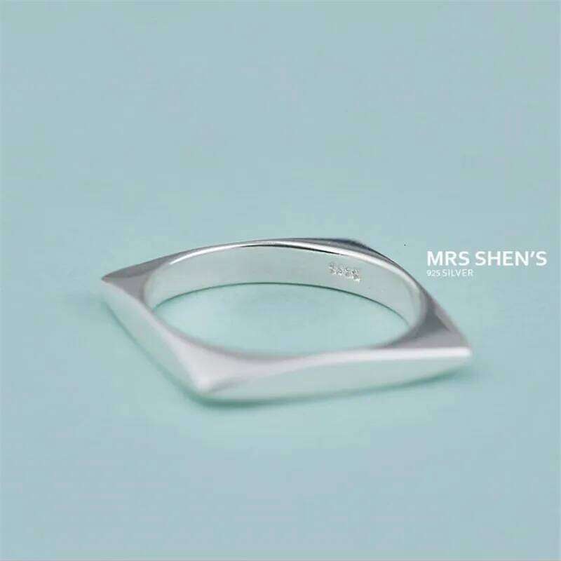 New Simple Popular Inner And Outer Oval Long Fashion Geometric 925 Sterling Silver Jewelry Square Women Opening Rings R098 H260312