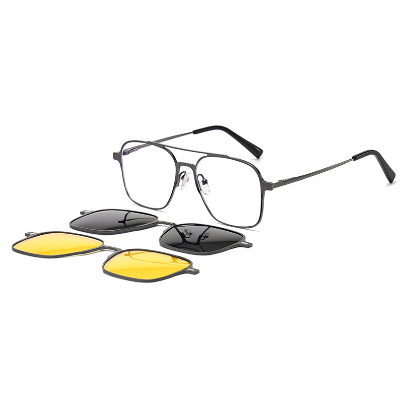 Multi-protective blue light blocking flat magnetic with square frame, polarized clip-on sunglasses men, suitable for driving and anti-glare