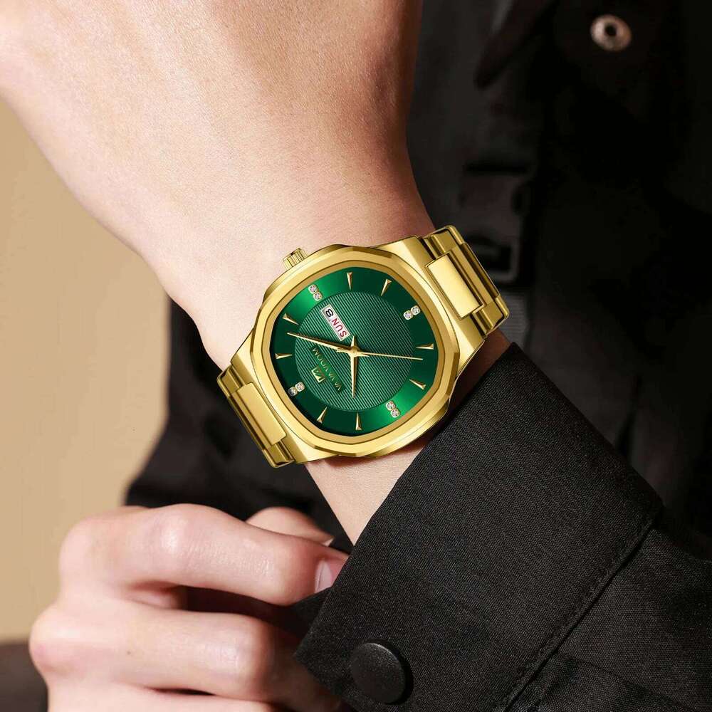 VA VOOM Brand Men Stainless Steel Watch Fashion Rhinestone Quartz Movement Classic Clock Gorgeous Watches Relogios Masculino