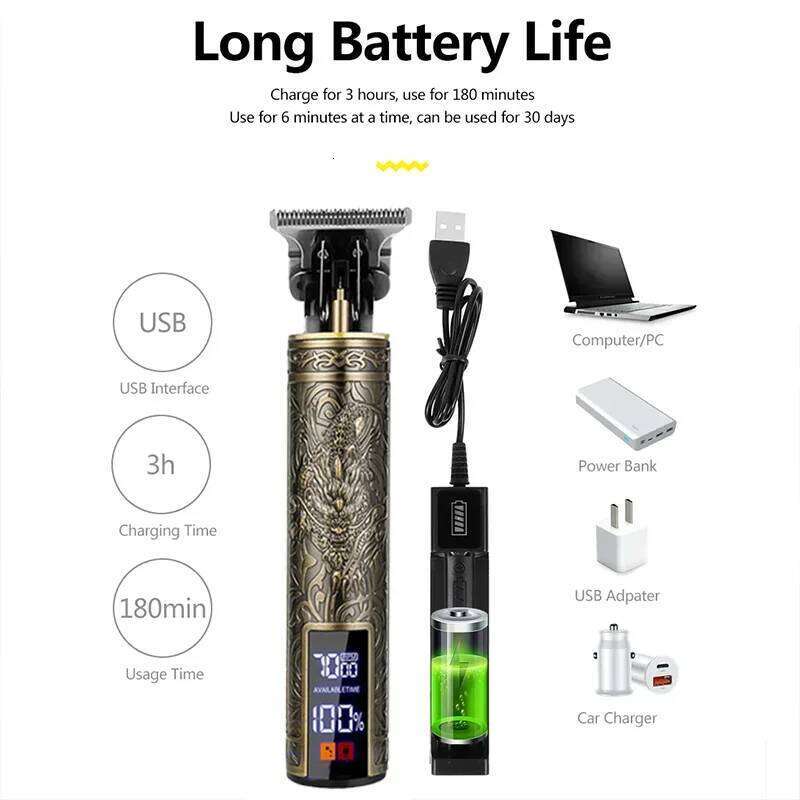 New! T9 Electric Hair Trimmer/Accessories USB Professional Shaver | 0mm Bald Fade Cutting Machine Portable for Men Home Haircut C260312