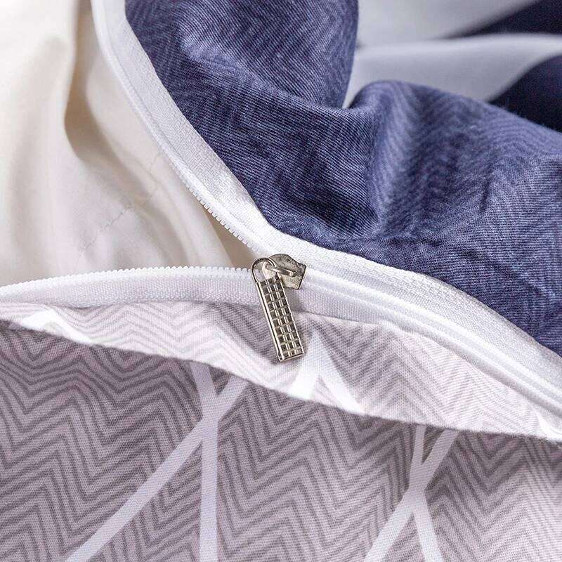 3PC 100% Set Striped Printing 1PC Duvet Cover 2PC Pillowcase Cotton Soft Skin Friendly Bedding H260312