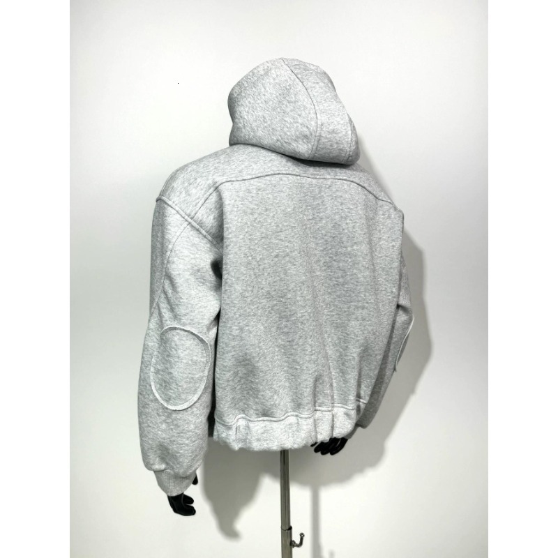 High Street Heavyweight Short Hooded Sweatshirt Men's Trendy Brand New Split Line Silhouette Designer Hoodie Zipper Jacket Top Winter