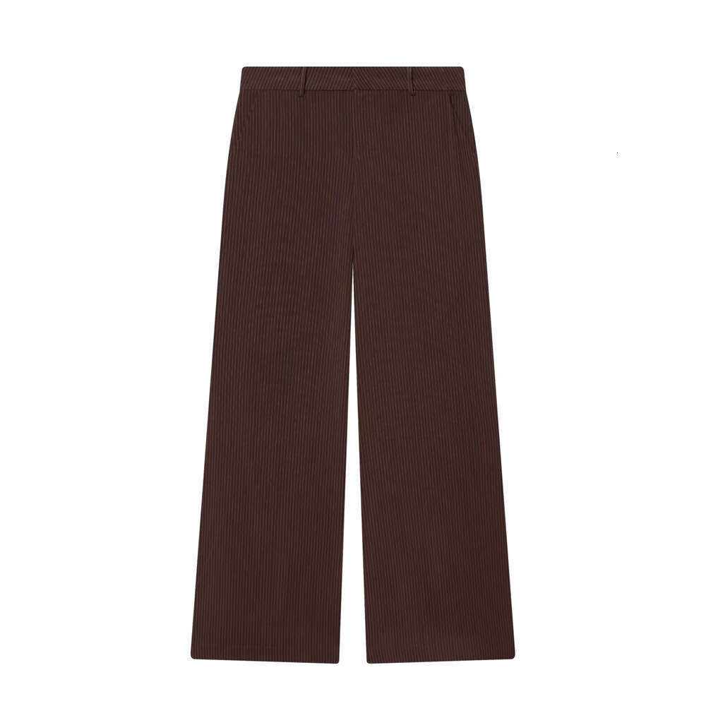 European American Style Foreign Trade Spring Women S New Fashion Zippered Striped Vest And High Waisted Long Pants Set