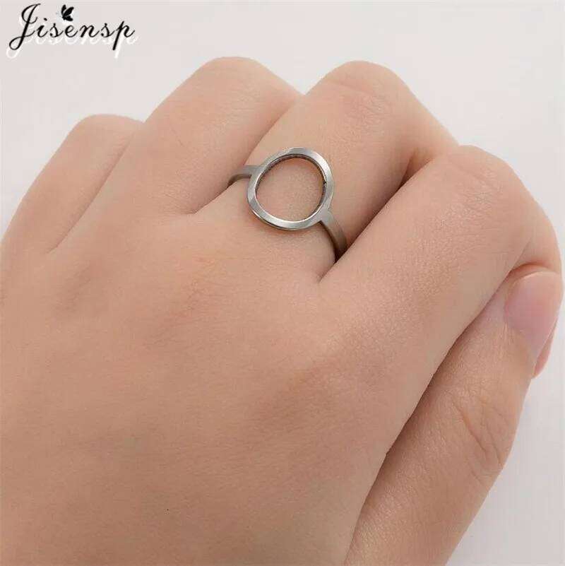 Trendy Stainless Steel Rings for Women Vintage Geometric Round Opening Adjustable Ring Stackable Midi Ringen New Jewelry 2025 H260312