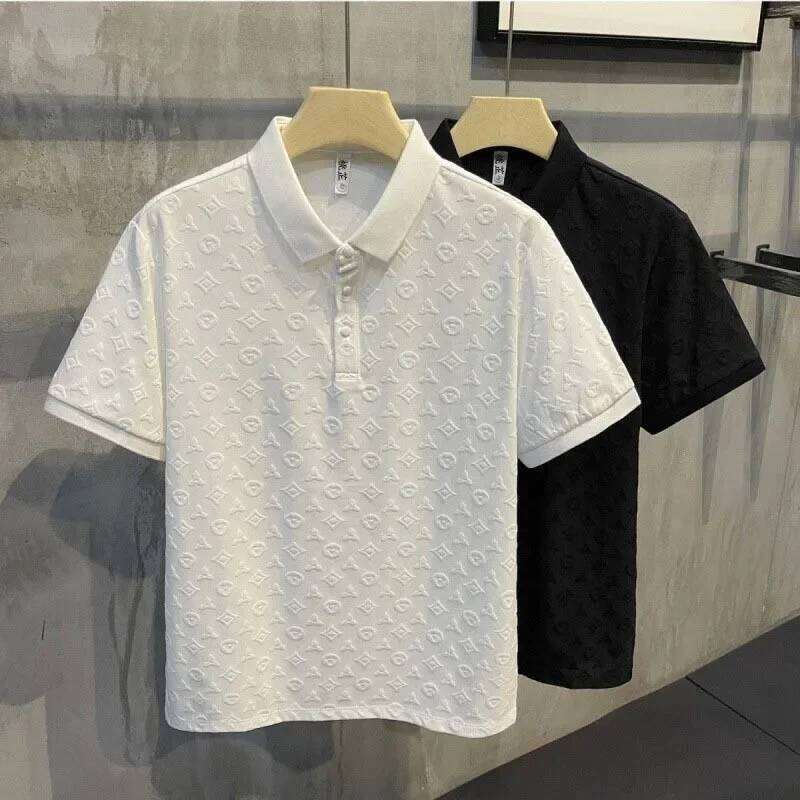 Summer New Men's Lop-up Hollow Short-sleeved Polo Tee Shirt Ice Silk Breathable Business Fashion T-Shirt Male Brand Clothes 26H0312
