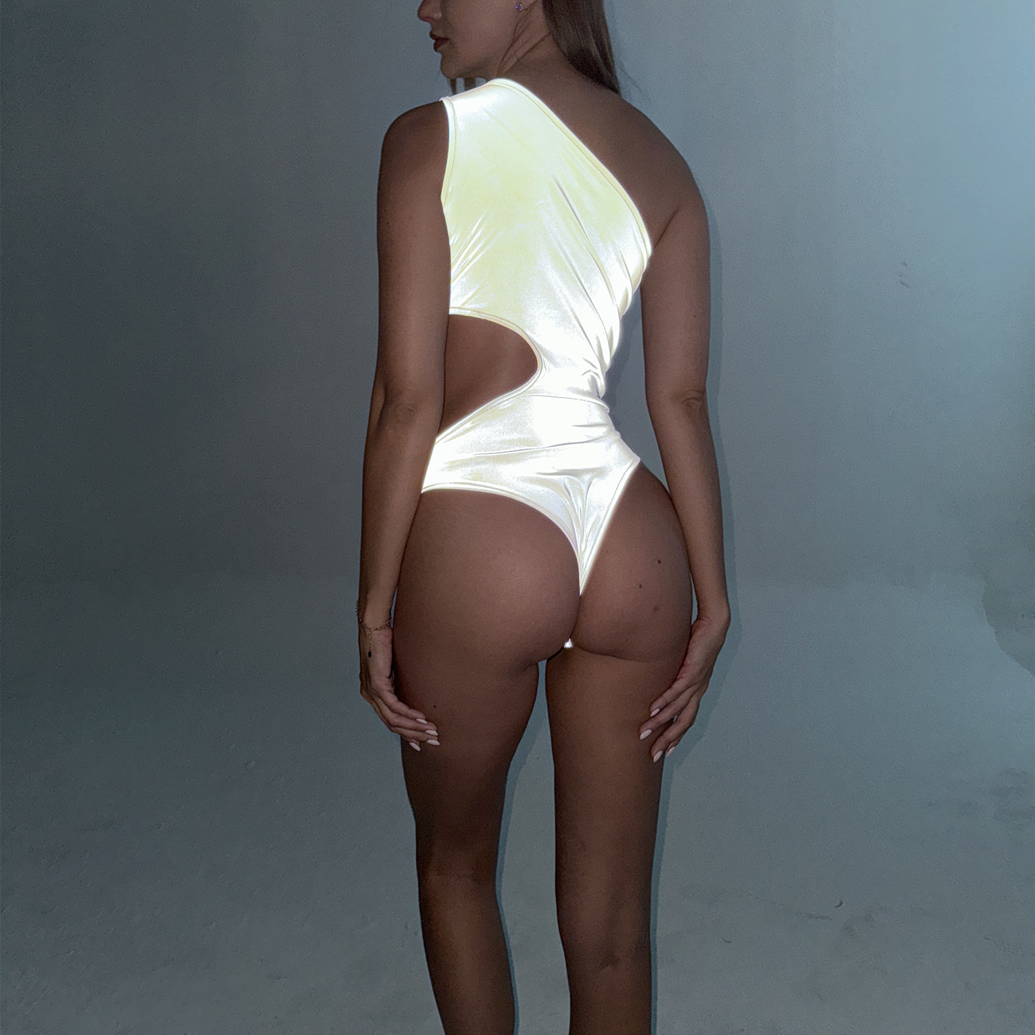 Women's Jumpsuits Reflective One-Piece Swimsuit Nightclub Bikini Cross-Border Swimwear Sexy Pure Desire Hot Girl Outfit