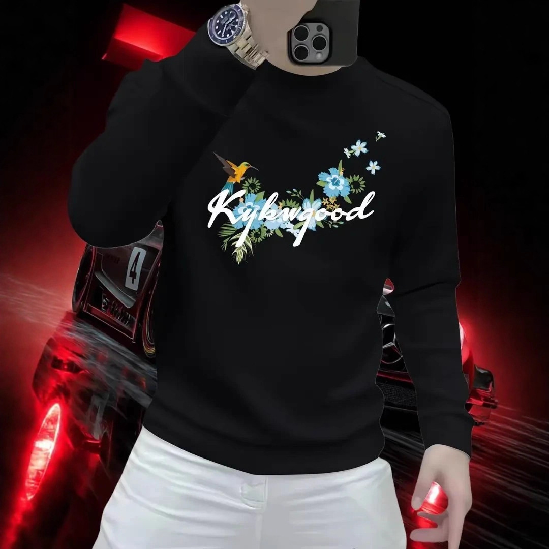 Vine Flower Print Pullover Swetshirt For Men Utumn Seson Trendy Hevy-duty Personlized Printed Bse Shirt Designer Hoodie High Street Fshion Top