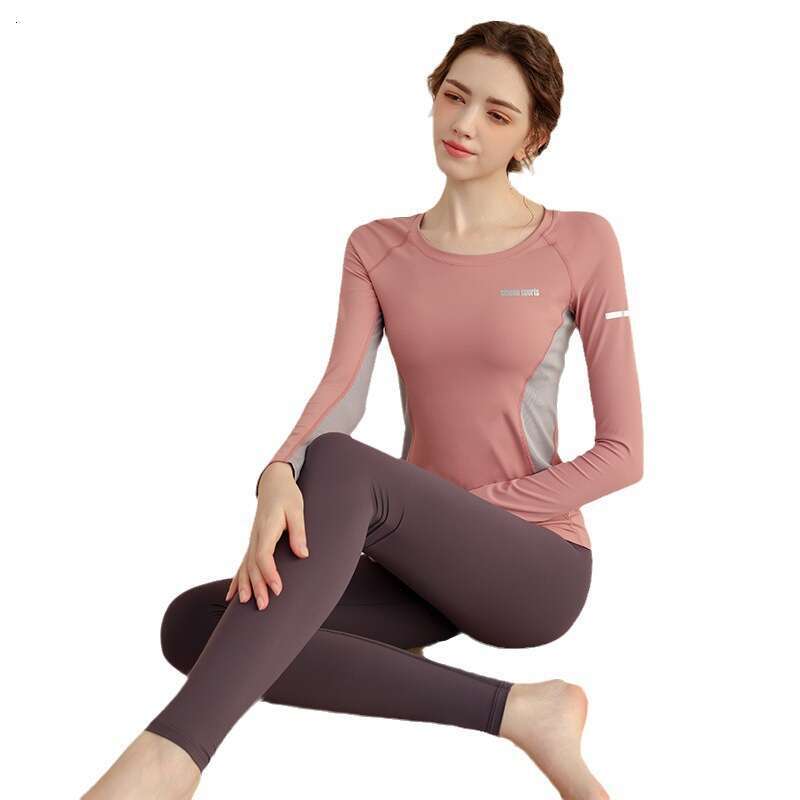 Autumn and winter yoga clothing for women, spliced long-sleeve slim-fit gym quick-dry running professional outdoor Designer sports top