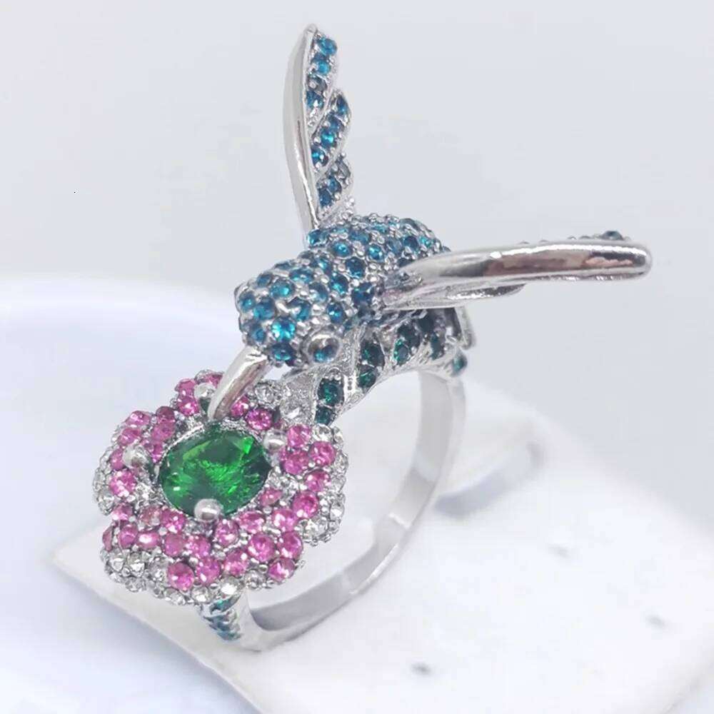 Milangirl Fashion Women's Plated Crystal Rhinestones Bird Flower Ring Wedding Engagement Jewelry Whole Sale H260312